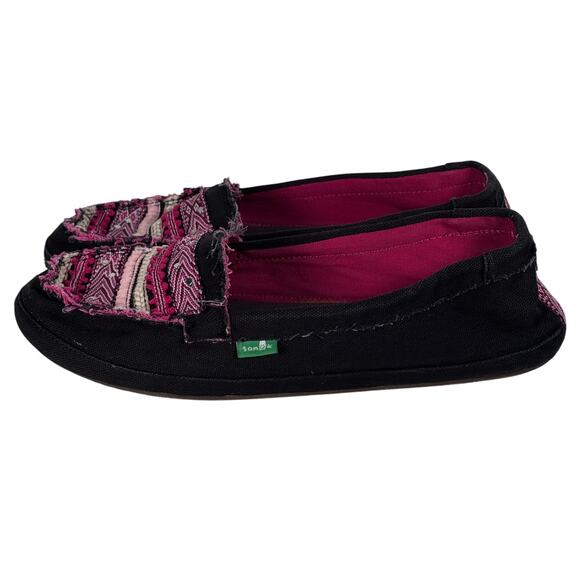 Sanuk Zumara Sidewalk Surfer Shoes Womens Size 10 Black Comfort Logo Slip On - Picture 2 of 11